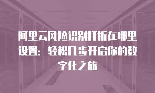 阿里云风险识别打折在哪里设置：轻松几步开启你的数字化之旅