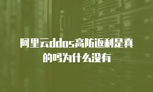 阿里云ddos高防返利是真的吗为什么没有