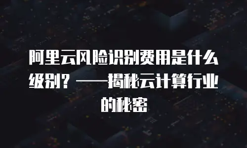 阿里云风险识别费用是什么级别？&mdash;&mdash;揭秘云计算行业的秘密