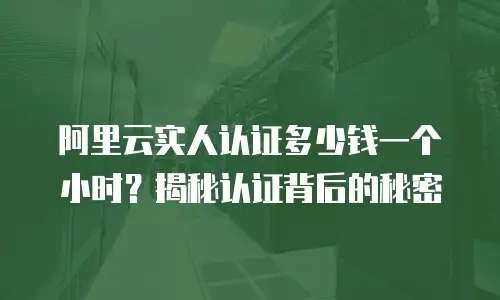 阿里云实人认证多少钱一个小时？揭秘认证背后的秘密