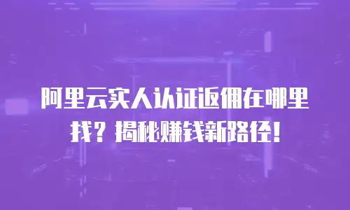 阿里云实人认证返佣在哪里找？揭秘赚钱新路径！