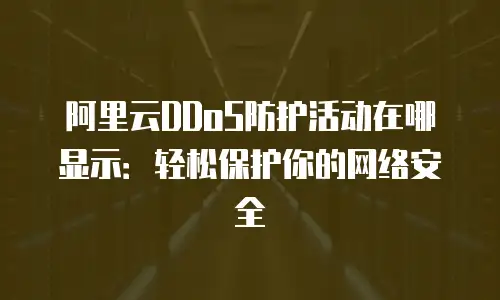 阿里云DDoS防护活动在哪显示：轻松保护你的网络安全