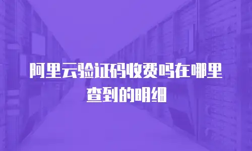 阿里云验证码收费吗在哪里查到的明细