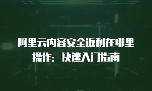 阿里云内容安全返利在哪里操作：快速入门指南