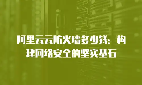 阿里云云防火墙多少钱：构建网络安全的坚实基石