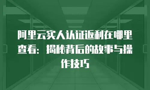 阿里云实人认证返利在哪里查看：揭秘背后的故事与操作技巧