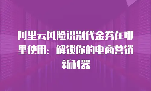 阿里云风险识别代金券在哪里使用：解锁你的电商营销新利器
