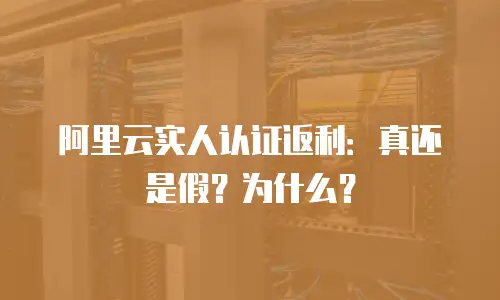 阿里云实人认证返利：真还是假？为什么？