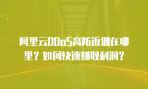 阿里云DDoS高防返佣在哪里？如何快速赚取利润？