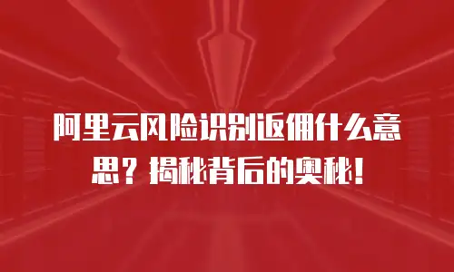阿里云风险识别返佣什么意思？揭秘背后的奥秘！