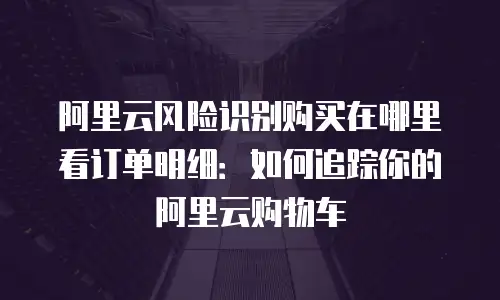 阿里云风险识别购买在哪里看订单明细：如何追踪你的阿里云购物车