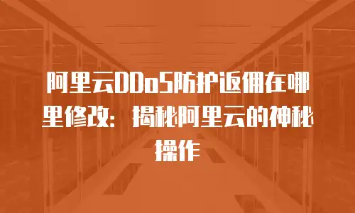 阿里云DDoS防护返佣在哪里修改：揭秘阿里云的神秘操作