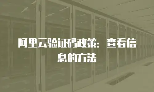 阿里云验证码政策：查看信息的方法