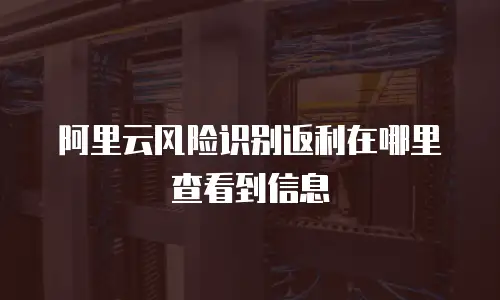 阿里云风险识别返利在哪里查看到信息