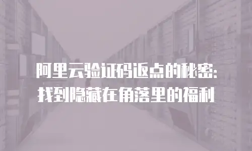 阿里云验证码返点的秘密：找到隐藏在角落里的福利