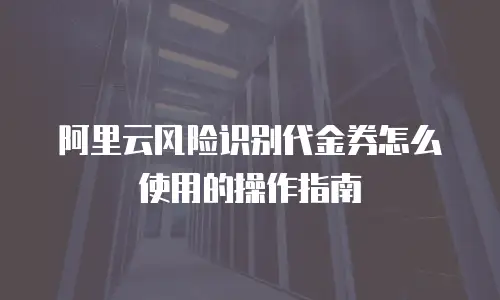 阿里云风险识别代金券怎么使用的操作指南