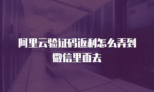 阿里云验证码返利怎么弄到微信里面去