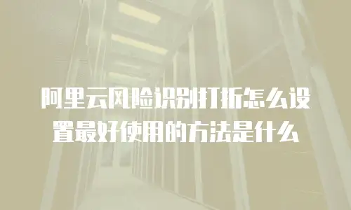 阿里云风险识别打折怎么设置最好使用的方法是什么