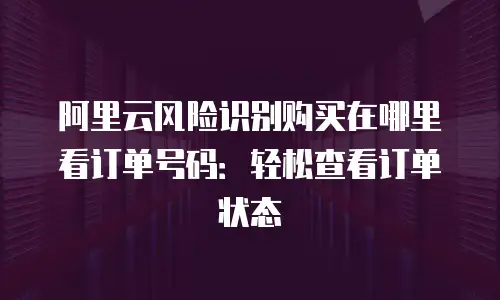 阿里云风险识别购买在哪里看订单号码：轻松查看订单状态