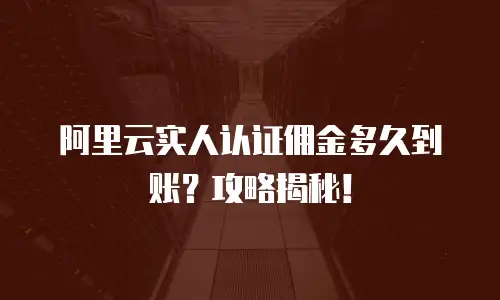 阿里云实人认证佣金多久到账？攻略揭秘！