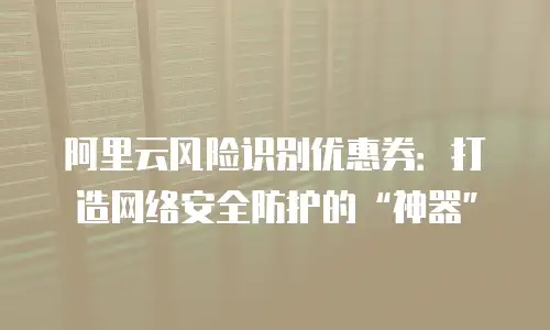 阿里云风险识别优惠券：打造网络安全防护的“神器”