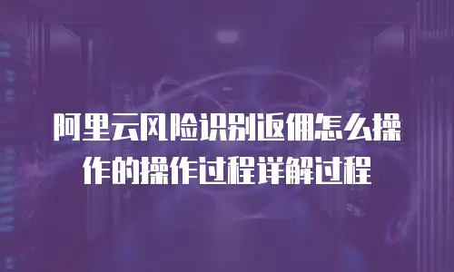 阿里云风险识别返佣怎么操作的操作过程详解过程