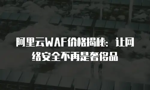 阿里云WAF价格揭秘：让网络安全不再是奢侈品