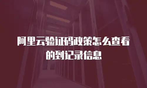 阿里云验证码政策怎么查看的到记录信息
