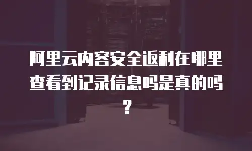阿里云内容安全返利在哪里查看到记录信息吗是真的吗？
