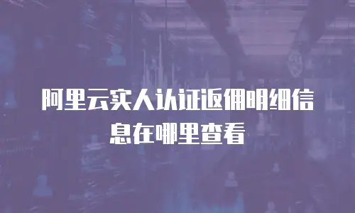 阿里云实人认证返佣明细信息在哪里查看