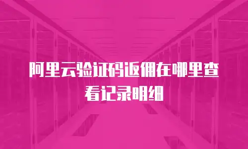 阿里云验证码返佣在哪里查看记录明细