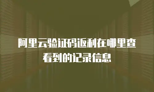 阿里云验证码返利在哪里查看到的记录信息