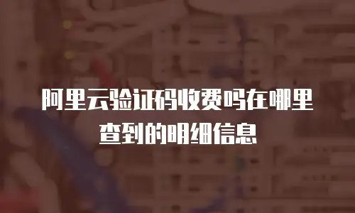 阿里云验证码收费吗在哪里查到的明细信息