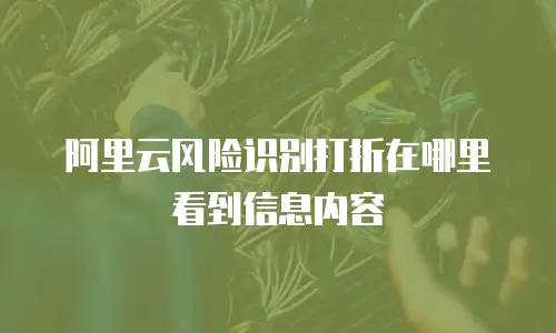 阿里云风险识别打折在哪里看到信息内容