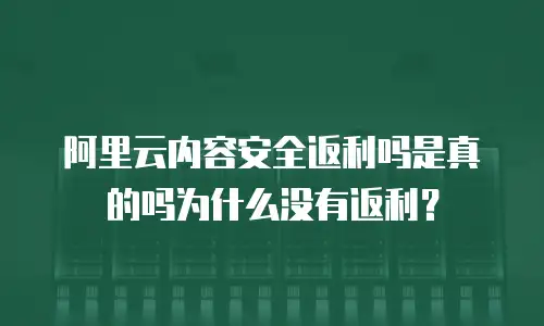 阿里云内容安全返利吗是真的吗为什么没有返利？