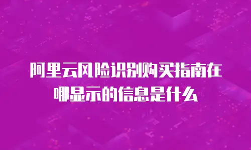 阿里云风险识别购买指南在哪显示的信息是什么