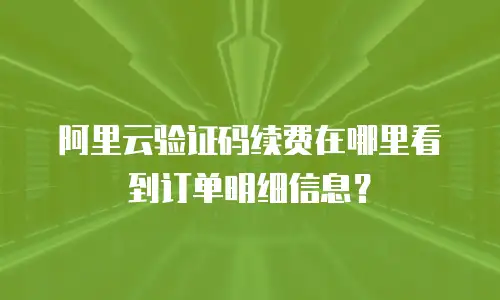 阿里云验证码续费在哪里看到订单明细信息？