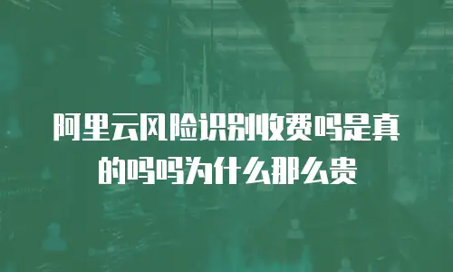 阿里云风险识别收费吗是真的吗吗为什么那么贵