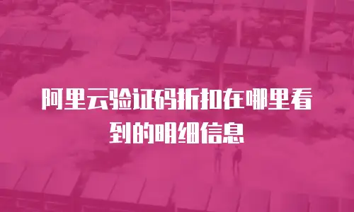 阿里云验证码折扣在哪里看到的明细信息