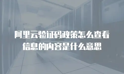 阿里云验证码政策怎么查看信息的内容是什么意思