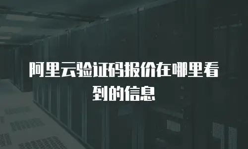 阿里云验证码报价在哪里看到的信息
