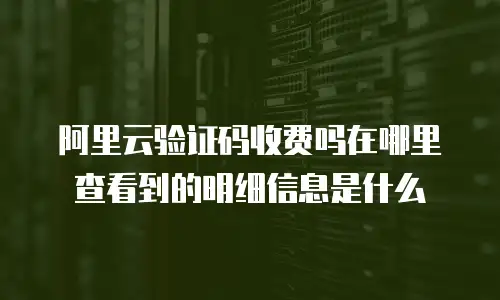 阿里云验证码收费吗在哪里查看到的明细信息是什么
