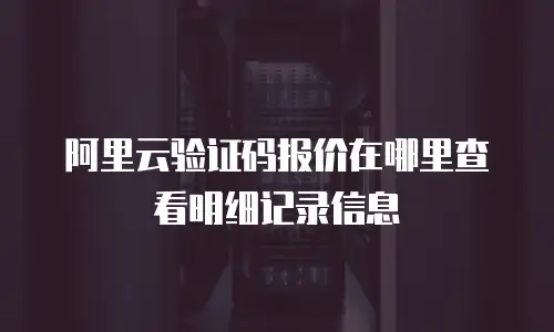 阿里云验证码报价在哪里查看明细记录信息