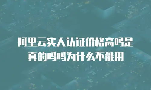 阿里云实人认证价格高吗是真的吗吗为什么不能用