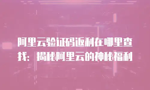 阿里云验证码返利在哪里查找：揭秘阿里云的神秘福利