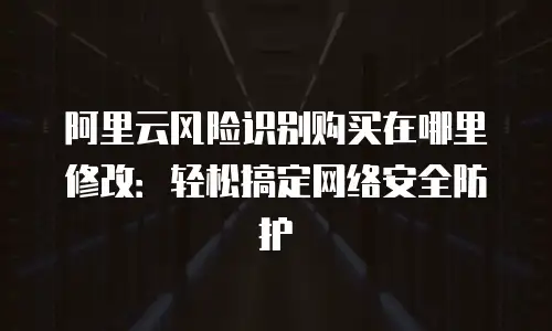 阿里云风险识别购买在哪里修改：轻松搞定网络安全防护