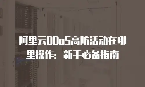 阿里云DDoS高防活动在哪里操作：新手必备指南