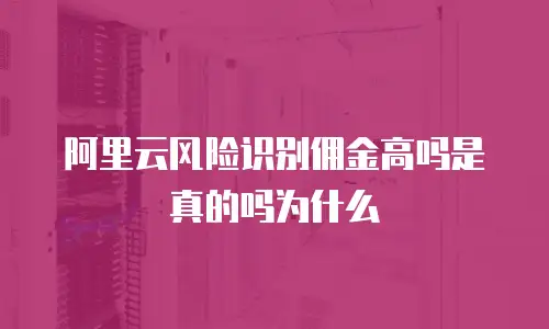 阿里云风险识别佣金高吗是真的吗为什么