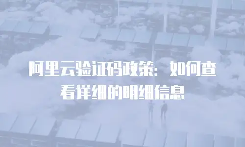 阿里云验证码政策：如何查看详细的明细信息