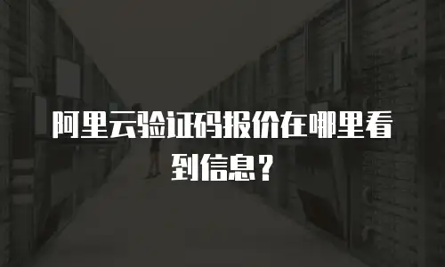 阿里云验证码报价在哪里看到信息？